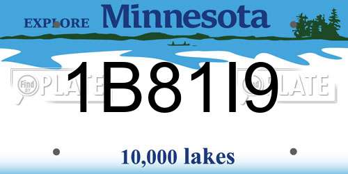 1B81I9 Minnesota License Plate
