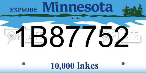 1B87752 Minnesota License Plate