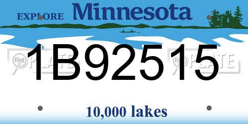 1B92515 Minnesota License Plate