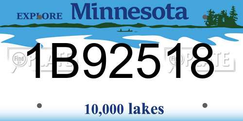 1B92518 Minnesota License Plate
