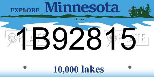 1B92815 Minnesota License Plate