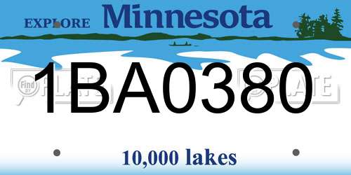 1BA0380 Minnesota License Plate