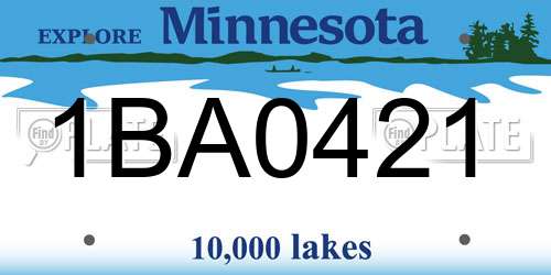 1BA0421 Minnesota License Plate