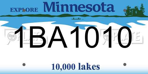1BA1010 Minnesota License Plate