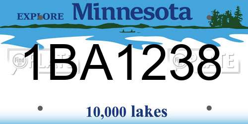 1BA1238 Minnesota License Plate