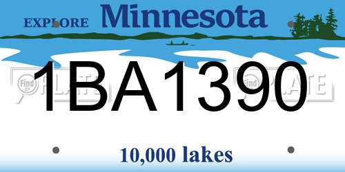 1BA1390 Minnesota License Plate