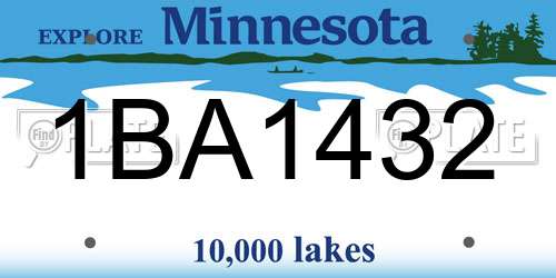 1BA1432 Minnesota License Plate