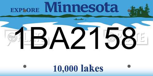 1BA2158 Minnesota License Plate