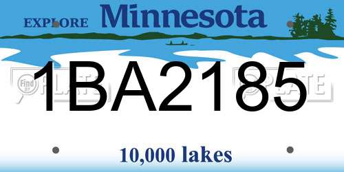 1BA2185 Minnesota License Plate