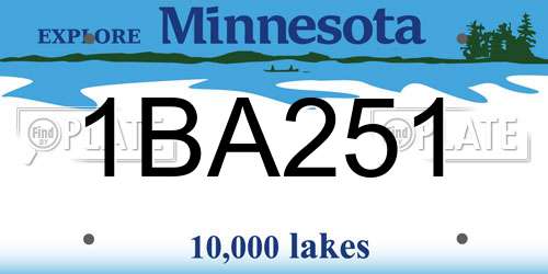 1BA251 Minnesota License Plate