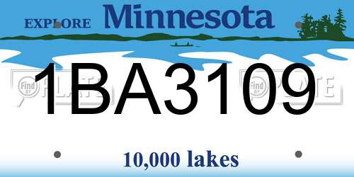 1BA3109 Minnesota License Plate