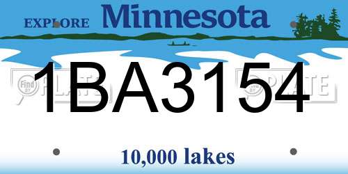 1BA3154 Minnesota License Plate