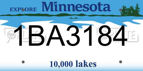 1BA3184 Minnesota License Plate