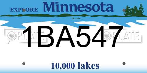 1BA547 Minnesota License Plate