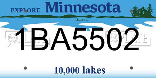 1BA5502 Minnesota License Plate