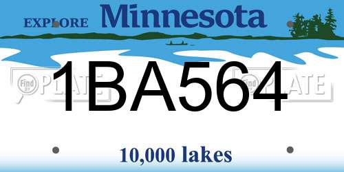 1BA564 Minnesota License Plate
