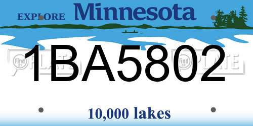 1BA5802 Minnesota License Plate