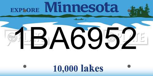 1BA6952 Minnesota License Plate