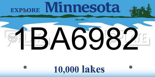 1BA6982 Minnesota License Plate