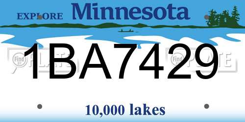 1BA7429 Minnesota License Plate