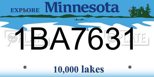 1BA7631 Minnesota License Plate