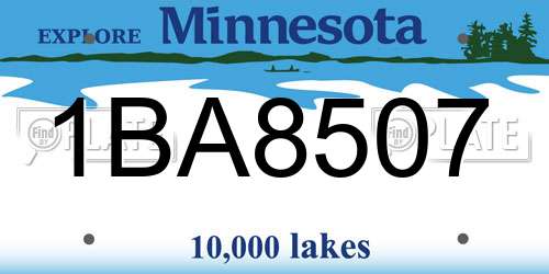 1BA8507 Minnesota License Plate