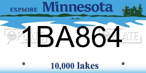 1BA864 Minnesota License Plate