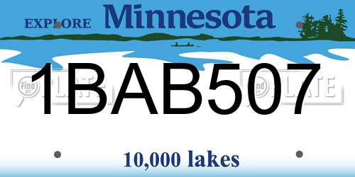 1BAB507 Minnesota License Plate