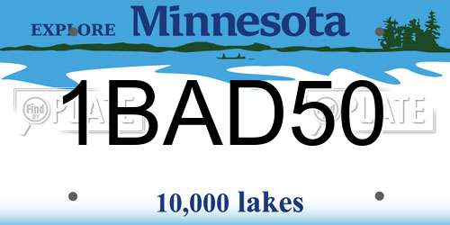 1BAD50 Minnesota License Plate