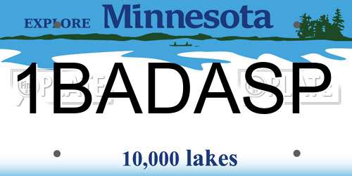 1BADASP Minnesota License Plate