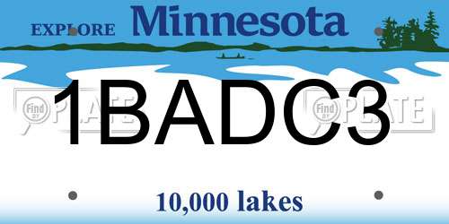 1BADC3 Minnesota License Plate
