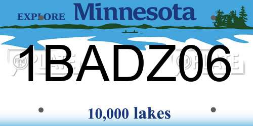 1BADZ06 Minnesota License Plate