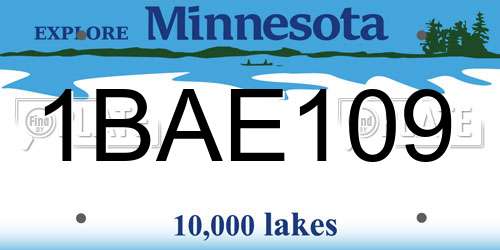 1BAE109 Minnesota License Plate