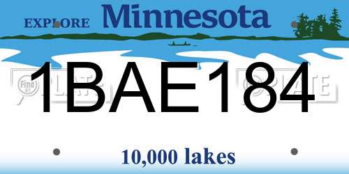 1BAE184 Minnesota License Plate