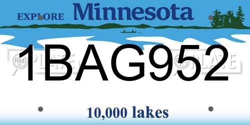1BAG952 Minnesota License Plate