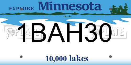 1BAH30 Minnesota License Plate