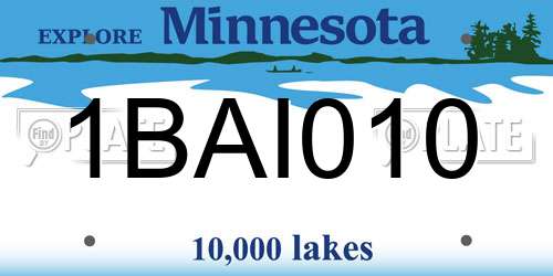 1BAI010 Minnesota License Plate