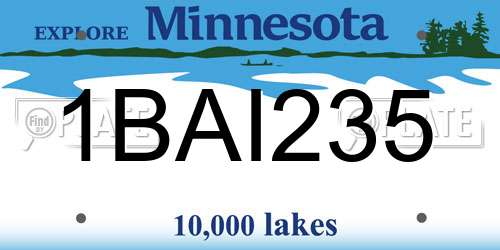 1BAI235 Minnesota License Plate