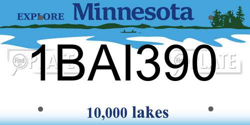 1BAI390 Minnesota License Plate