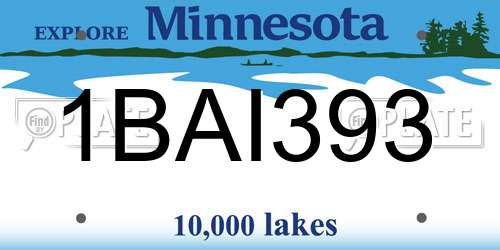 1BAI393 Minnesota License Plate