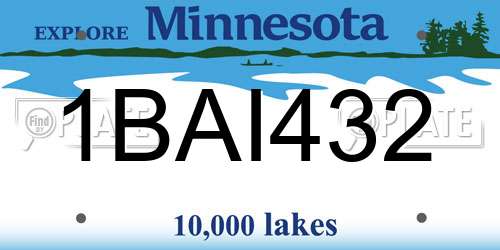 1BAI432 Minnesota License Plate