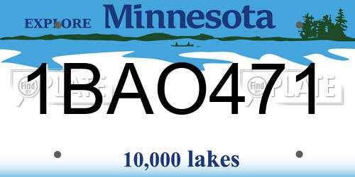 1BAO471 Minnesota License Plate