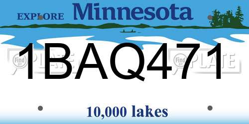 1BAQ471 Minnesota License Plate