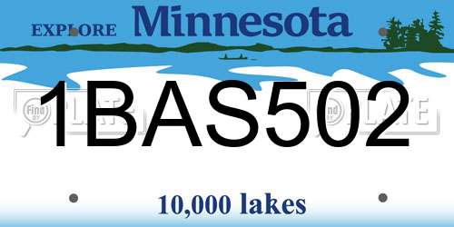 1BAS502 Minnesota License Plate