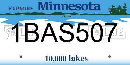 1BAS507 Minnesota License Plate