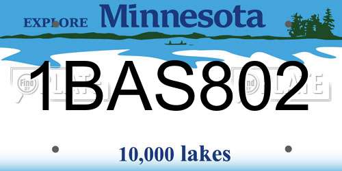 1BAS802 Minnesota License Plate
