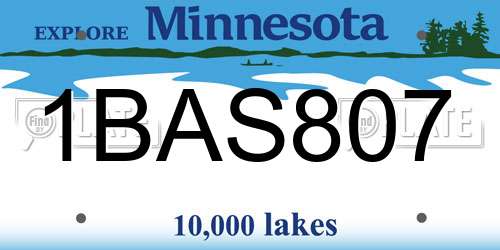 1BAS807 Minnesota License Plate