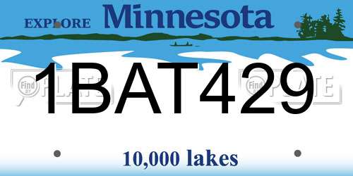 1BAT429 Minnesota License Plate