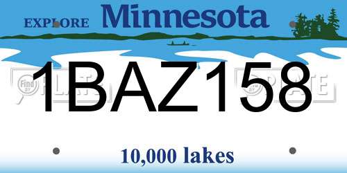 1BAZ158 Minnesota License Plate