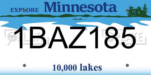1BAZ185 Minnesota License Plate